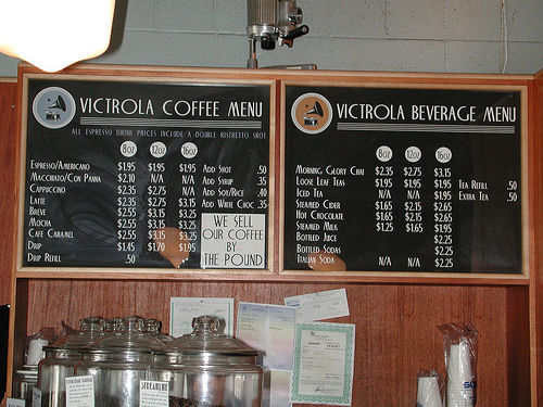 Victrola's menu